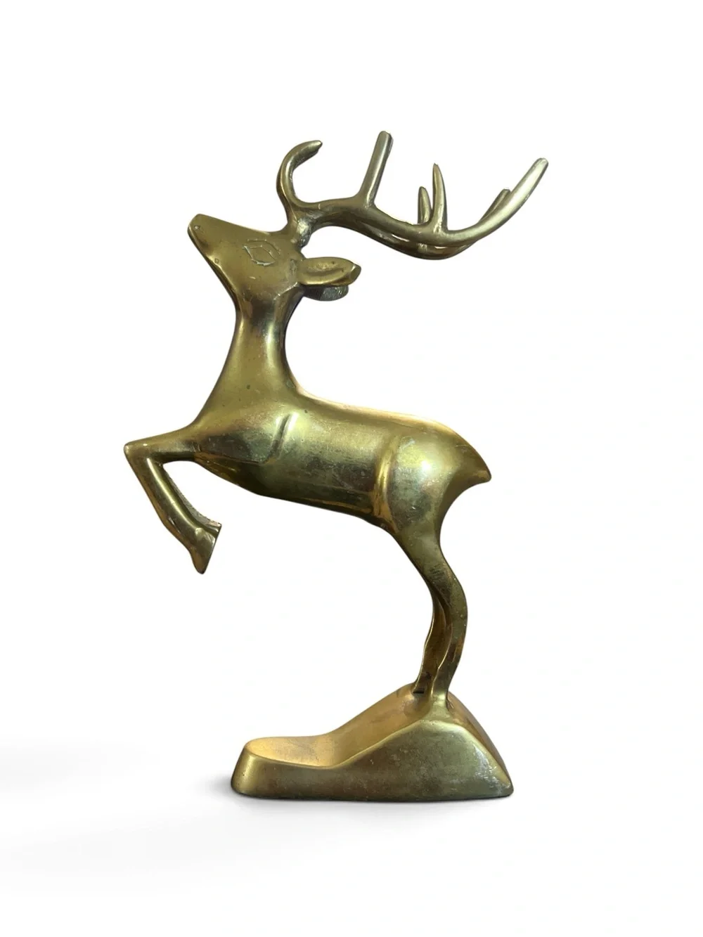 Mid Century Cast Brass Reindeer Stag Holiday Figurine Home Decor G Mark Vintage